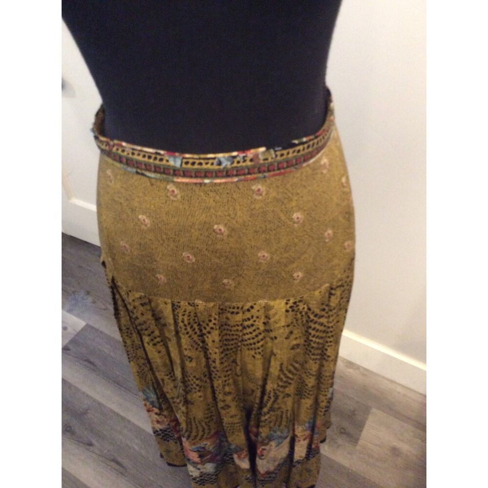 Vintage Platinum Dorothy Schoelen Boho Art Pleated Floral 14 Maxi